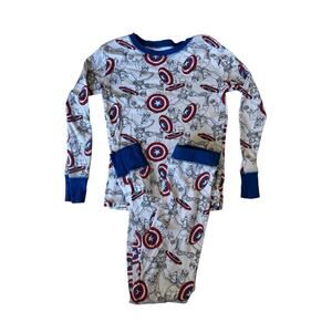 GAP MARVEL Captain America Long John Pajama Set Size 10 Kids Red White Blue